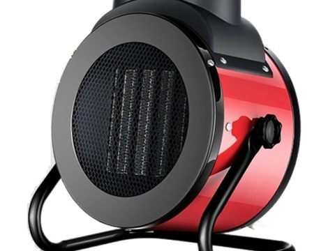 Calefactor eléctrico industrial de 3000W con ventilador, temperatura regulable y control de 3 velocidades para taller y garaje