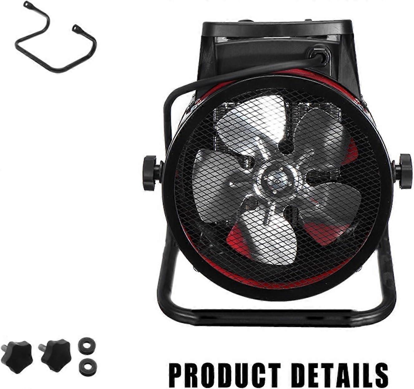 Calefactor eléctrico industrial de 3000W con ventilador, temperatura regulable y control de 3 velocidades para taller y garaje - Imagen 5