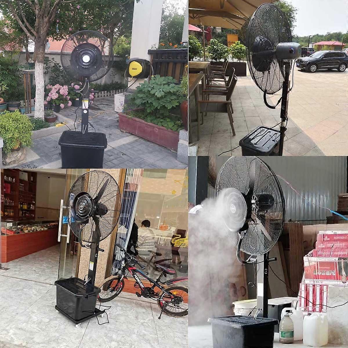 Ventilador nebulizador de pie para exterior de 56 cm (22 pulgadas) con depósito de agua de 42 litros (11 galones), 3 velocidades, amplio ángulo de ventilación, ideal para terraza e invernadero. - Imagen 2