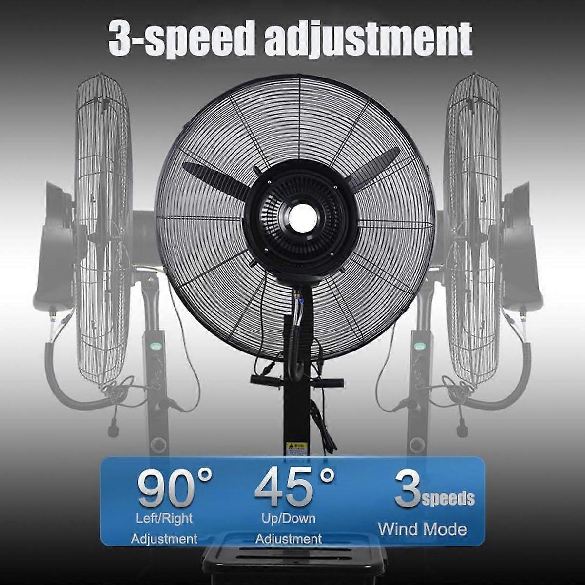 Ventilador nebulizador de pie para exterior de 56 cm (22 pulgadas) con depósito de agua de 42 litros (11 galones), 3 velocidades, amplio ángulo de ventilación, ideal para terraza e invernadero. - Imagen 3