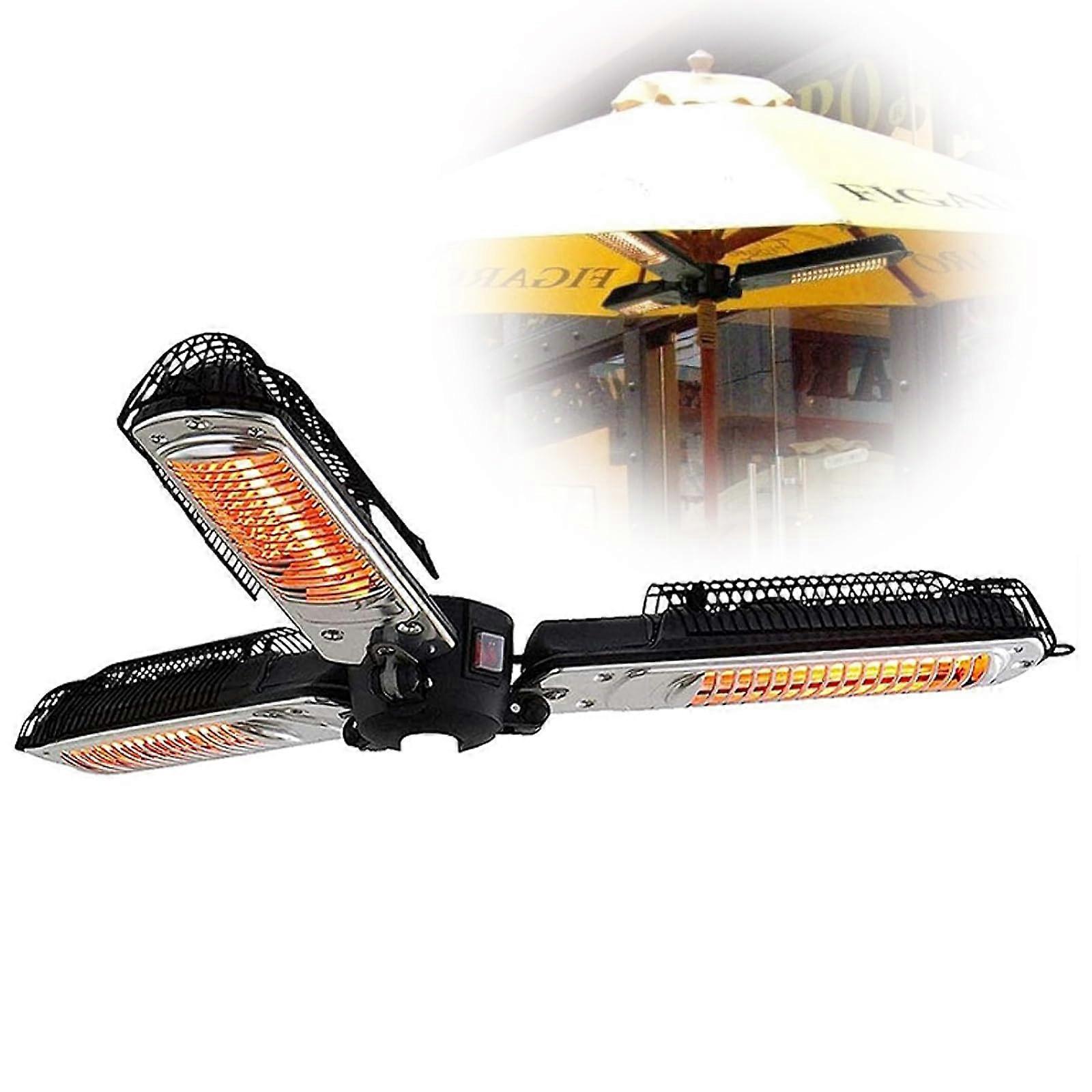 Calefactor de terraza para exterior de 1500W con calentamiento instantáneo por infrarrojos, impermeable IP34, montaje colgante en sombrilla