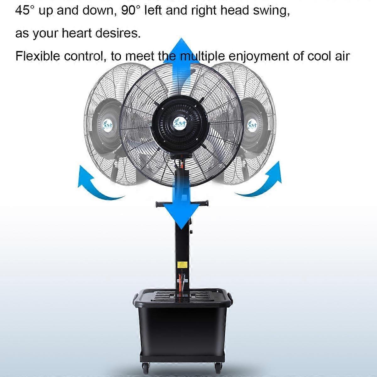 Ventilador de pie nebulizador para exterior de 26 pulgadas, ventilador de refrigeración industrial estanco con altura regulable y 3 velocidades - Imagen 3