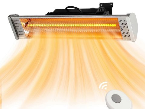 Calefactor eléctrico de patio de pared IP55 impermeable de infrarrojos con mando a distancia para cenador y terraza