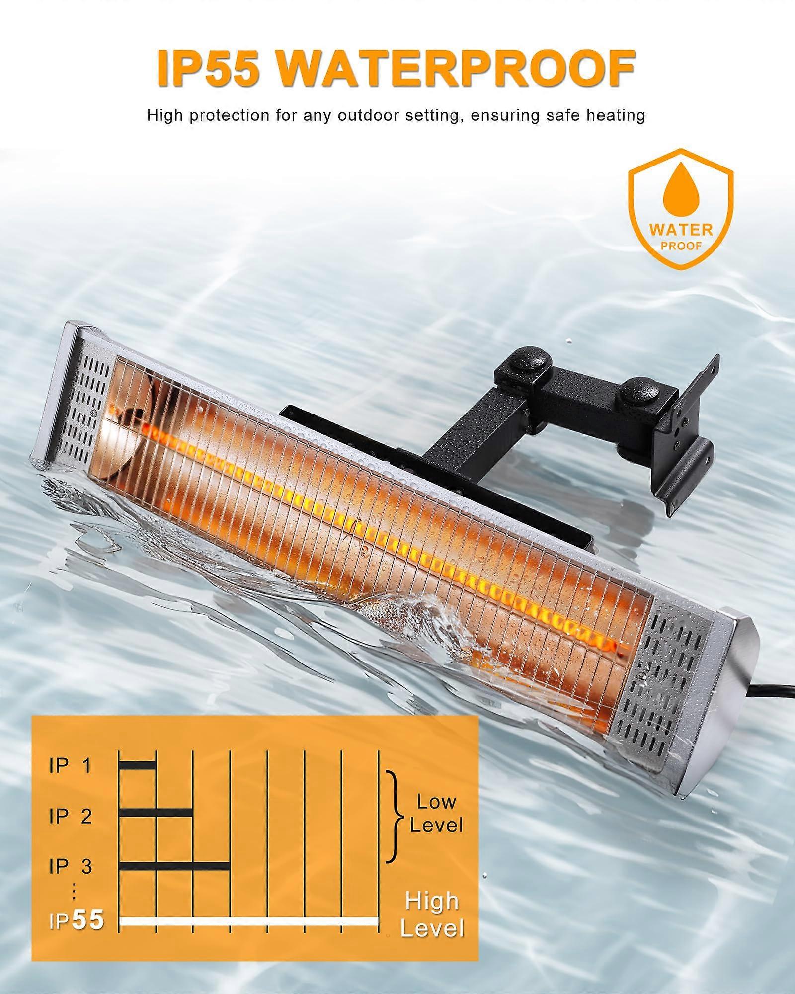 Calefactor eléctrico de patio de pared IP55 impermeable de infrarrojos con mando a distancia para cenador y terraza - Imagen 3