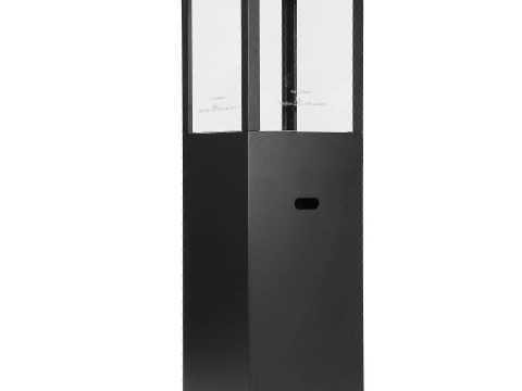 Estufa de exterior portátil con vista de la llama de 360° a través de cristal, estufa de mesa para terraza resistente a la intemperie, negra