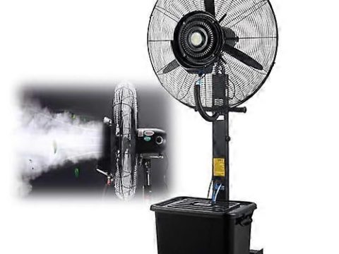 Ventilador nebulizador de exterior de 76 cm (30 pulgadas) con gran depósito de agua, modos de nebulización regulables, refrigeración de una amplia zona para terraza, jardín y piscina.
