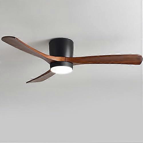 Ventilador de techo moderno con luz LED y mando, 6 velocidades, silencioso, reversible, aspas de madera, negro 36