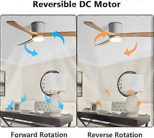 Ventilador de techo moderno con luz LED y mando, 6 velocidades, silencioso, reversible, aspas de madera, negro 36 - Imagen 2