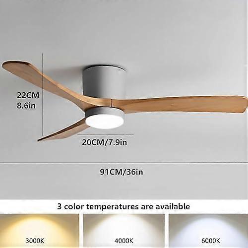 Ventilador de techo moderno con luz LED y mando, 6 velocidades, silencioso, reversible, aspas de madera, negro 36 - Imagen 3