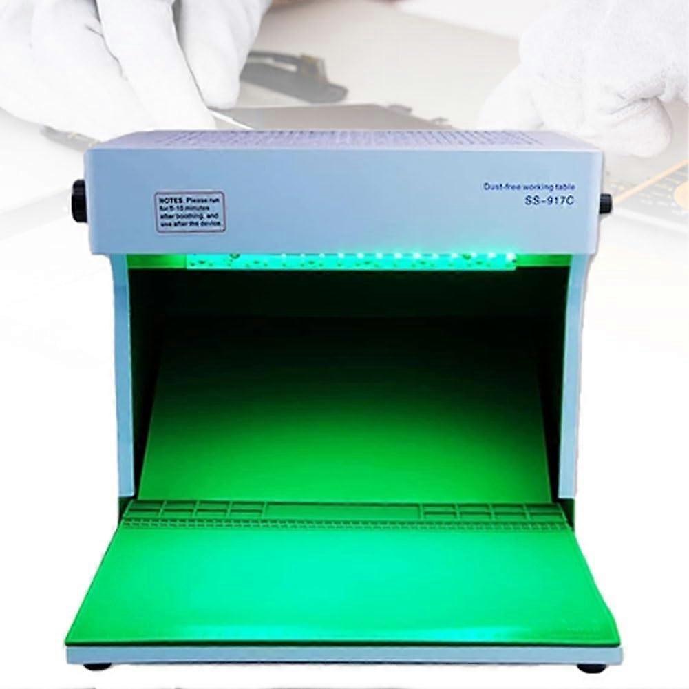 Banco de aire limpio con campana de flujo laminar, banco de trabajo para polvo, mesa portátil, dos ventiladores, filtro HEPA, para teléfono.