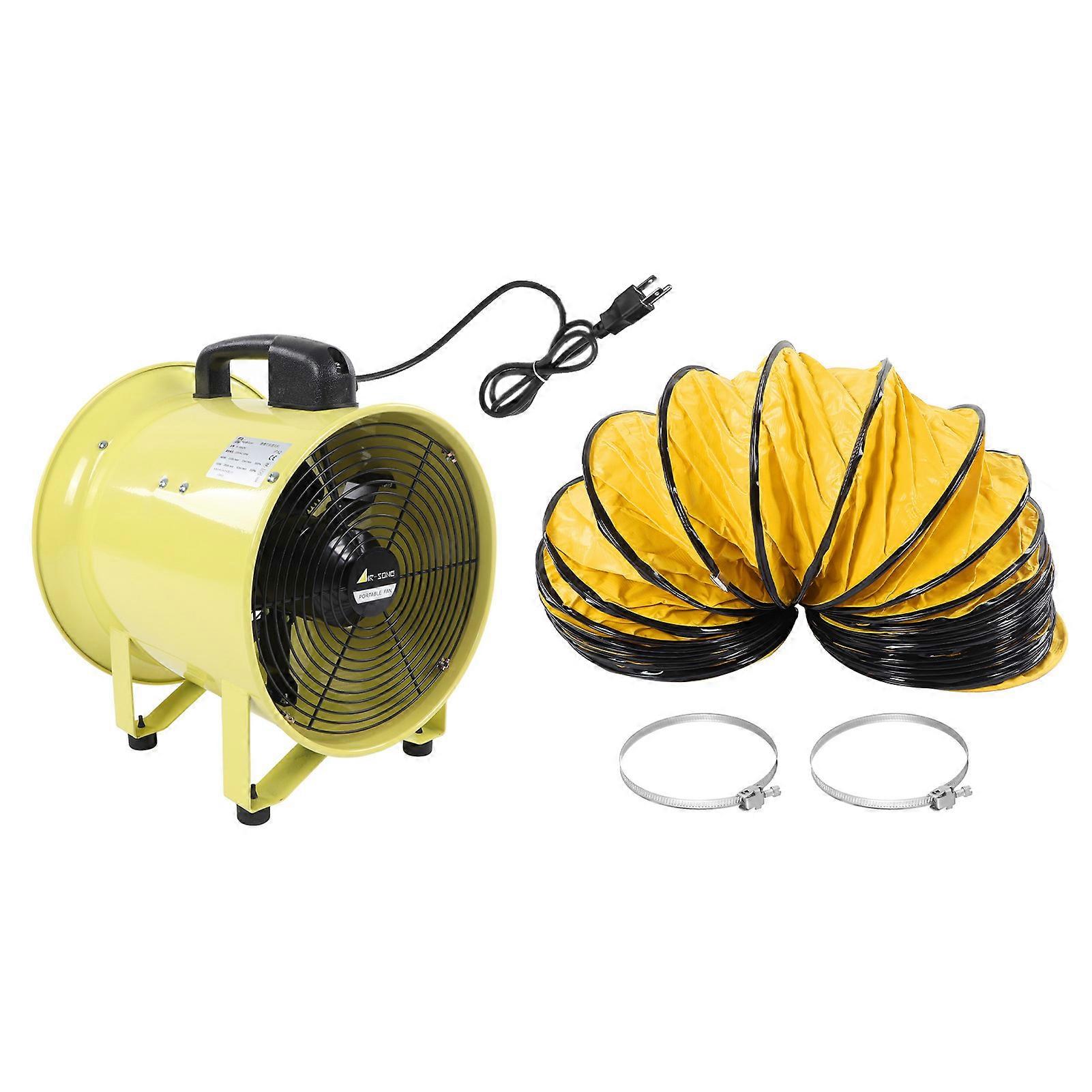 ventilador de ventilador utilitario 12 pulgadas ventilador portátil de ventilación rápida de alta velocidad con tubo de PVC flexible de 10 m enchufe US 110V