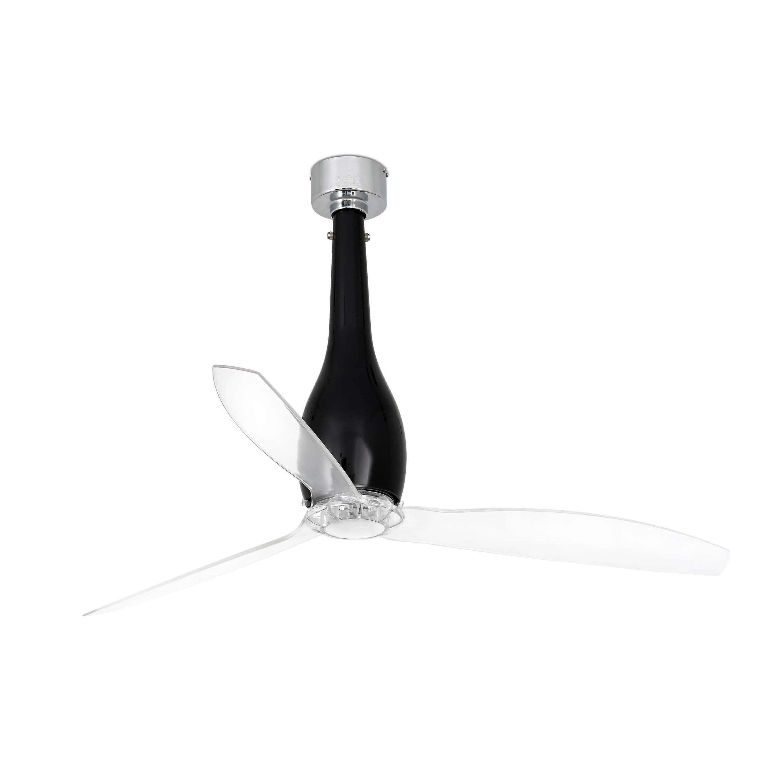 Ventilador de techo DC Eterfan negro brillante / transparente