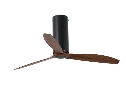 Ventilador de techo DC Tube negro / nogal con mando a distancia