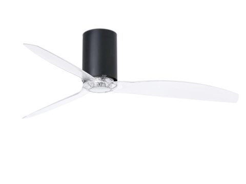 Ventilador de techo DC Mini Tube Matt Black / Transparente con mando a distancia