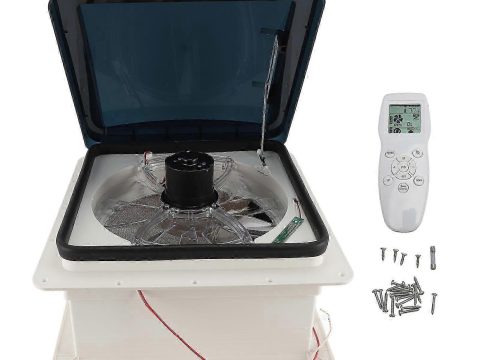 Ventilador de techo para autocaravana de 14 pulgadas, 10 velocidades, reversible, silencioso, ventilador de techo de ventilación de aire para autocaravana con mando a distancia
