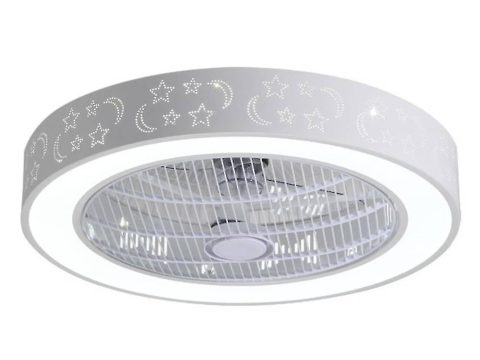Ventilador invisible con luz para dormitorio acogedor, ventilador con luz minimalista moderno, plafón LED redondo, 220vapp+