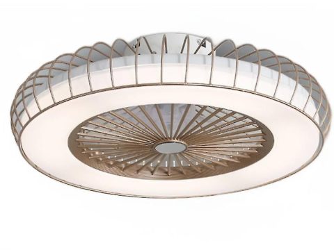 Plafón invisible Macaron, Luz de ventilador con regulación Promise, Techo de dormitorio nórdico con mando a distancia