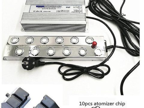 Humidificador de 12 cabezales Dc 48v 9kg / h con fuente de alimentación estanca de 220v, incluida la cámara de flotador y los chips atomizadores 10pcs