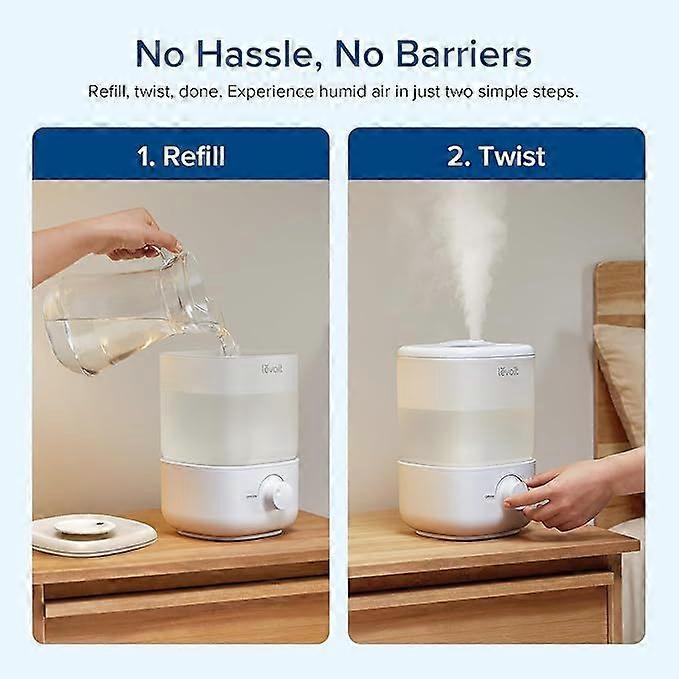 Humidificador para dormitorio, ultrasilencioso 23dB, fácil de llenar y limpiar, humidificador de vapor frío para el hogar - Imagen 2