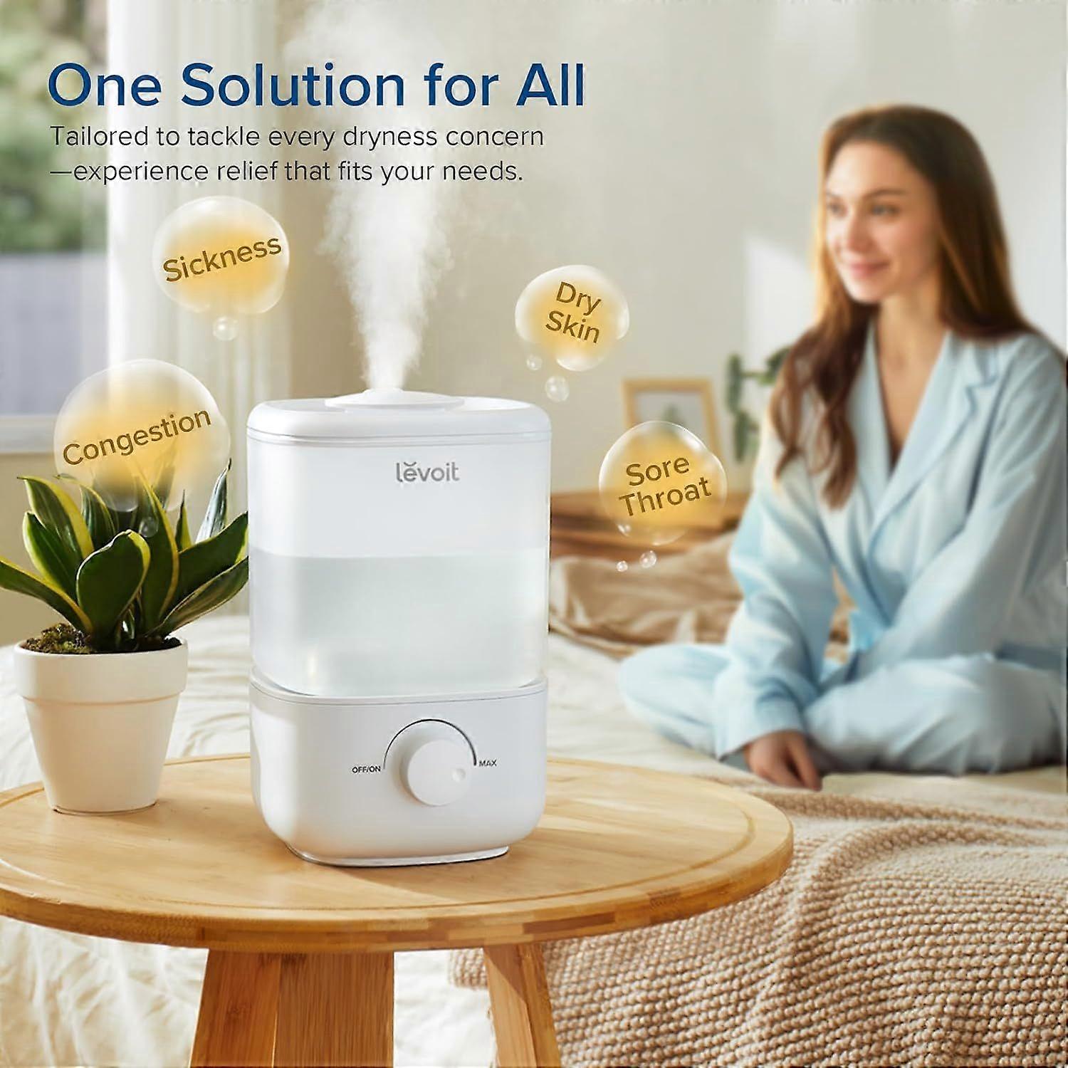 Humidificador para dormitorio, ultrasilencioso 23dB, fácil de llenar y limpiar, humidificador de vapor frío para el hogar - Imagen 3
