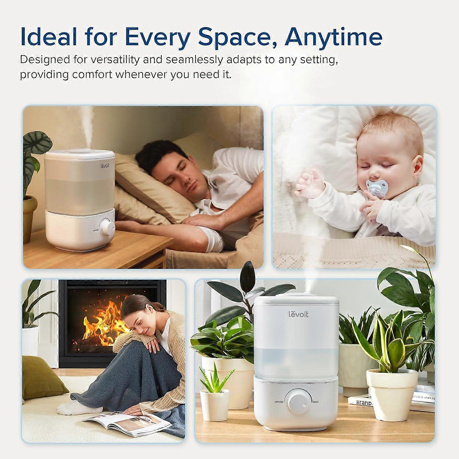 Humidificador para dormitorio, ultrasilencioso 23dB, fácil de llenar y limpiar, humidificador de vapor frío para el hogar - Imagen 4
