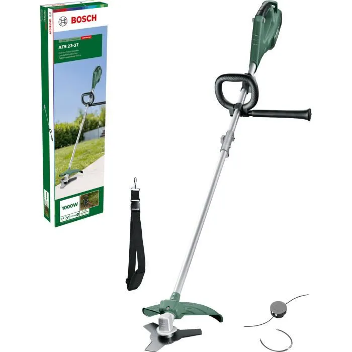 Desbrozadora Bosch 1000W – AFS 23-37 (se entrega con 3 hilos de 37 cm, 1 cuchilla de desbrozadora y 1 arnés de hombro)