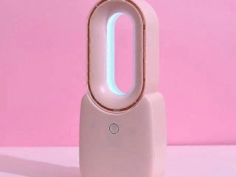 Pequeño ventilador Typhoon sin aspas de escritorio, enfriador de aire, portátil, recargable, brisa silenciosa, con control táctil, luz LED