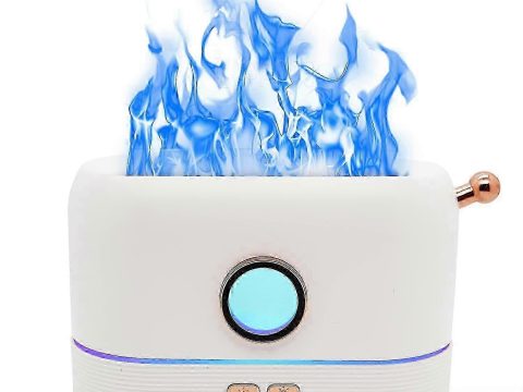 Difusor de aromas para aceites esenciales con llama que cambia de color, humidificador de aire para hogar y oficina 25-26