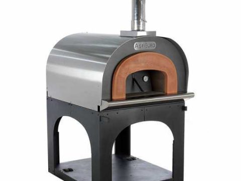 AgriEuro Cibus Inox 1000 – Horno de leña para pizza de exterior con cámara de cocción Ø 100 – Capacidad de cocción: 6 pizzas