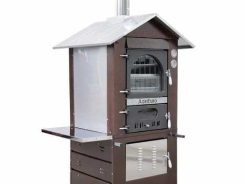 AgriEuro Medius 60 Deluxe EXT – Horno de leña de acero de exterior – Cobre esmaltado – Inox