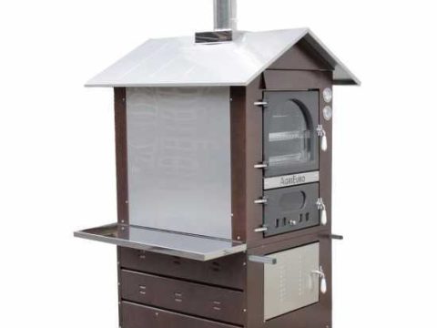 AgriEuro Medius 80 Deluxe EXT – Horno de leña de acero de exterior – Cobre esmaltado – Inox