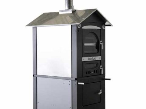 AgriEuro Medius 80 EXT – Horno de leña de acero de exterior – Ventilado – Techo y paredes inox – Inox