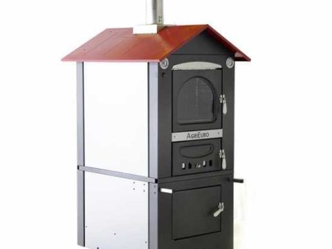 AgriEuro Medius 80 EXT – Horno de leña de acero de exterior – Ventilado – Techo rojo
