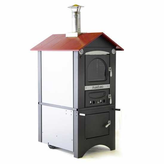 AgriEuro Medius 80 EXT – Horno de leña de acero de exterior – Ventilado – Techo rojo