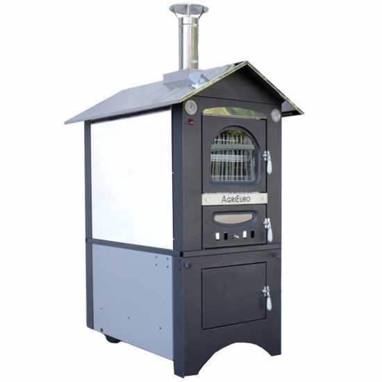 AgriEuro Medius Plus 100 EXT – Horno de leña de acero de exterior – ventilado, techo inox