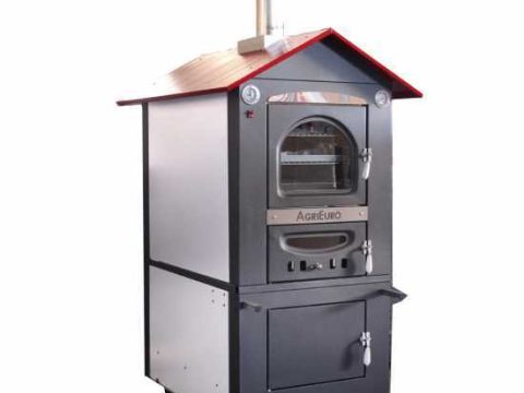 AgriEuro Medius Plus 100 EXT – Horno de leña de acero de exterior – Ventilado – Techo rojo