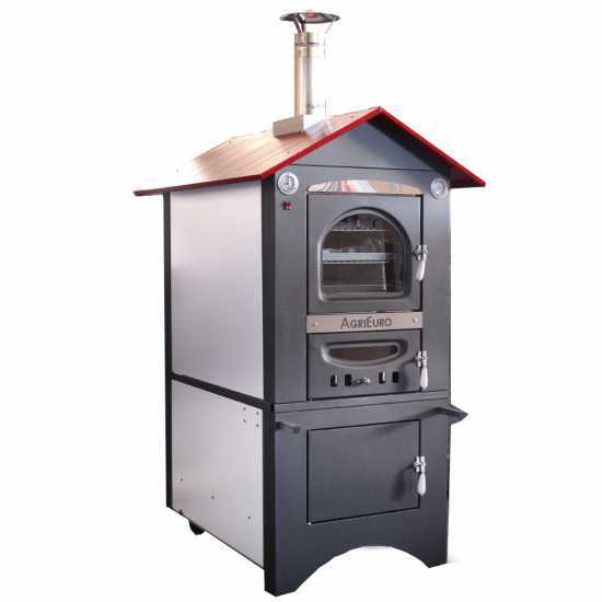 AgriEuro Medius Plus 100 EXT – Horno de leña de acero de exterior – Ventilado – Techo rojo