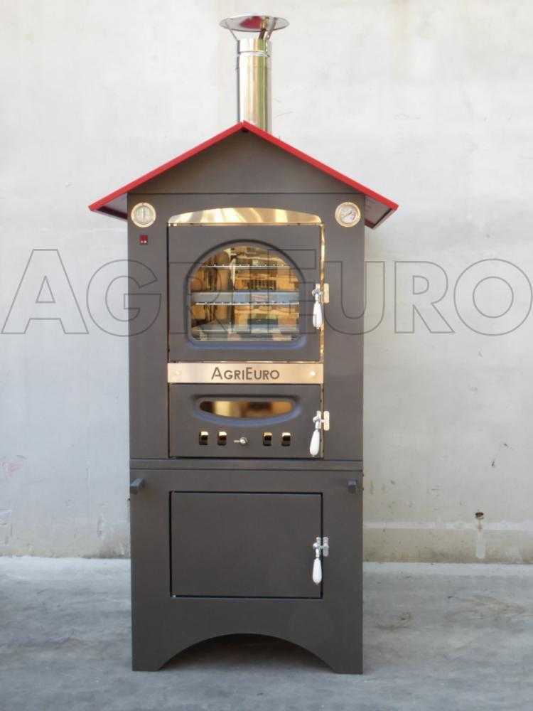 AgriEuro Medius Plus 100 EXT – Horno de leña de acero de exterior – Ventilado – Techo rojo - Imagen 2