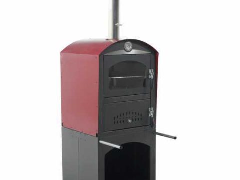 AgriEuro Minimus 50 Mini EXT – Horno de pizza de leña de acero de exterior – Techo rojo