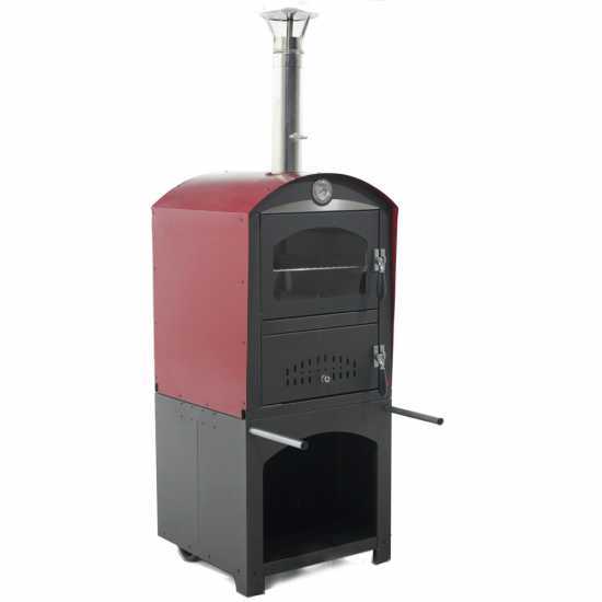 AgriEuro Minimus 50 Mini EXT – Horno de pizza de leña de acero de exterior – Techo rojo