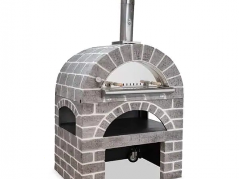 AgriEuro Pulcinella STONE – Horno de leña para pizza de exterior Gris de 80X60 – 4 pizzas