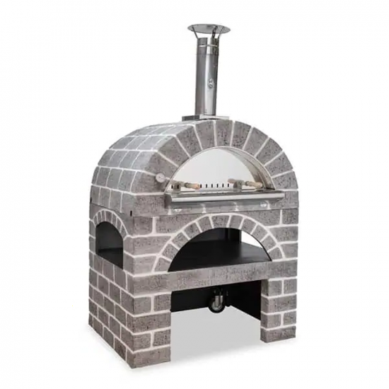 AgriEuro Pulcinella STONE – Horno de leña para pizza de exterior Gris de 80X60 – 4 pizzas