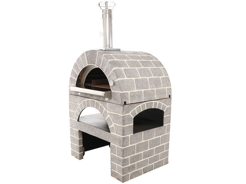 AgriEuro Pulcinella STONE – Horno de leña para pizza de exterior Gris de 80X60 – 4 pizzas - Imagen 4