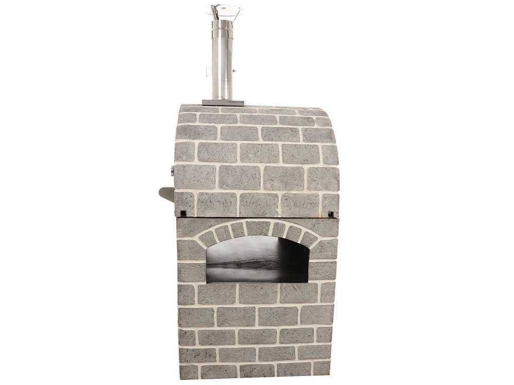 AgriEuro Pulcinella STONE – Horno de leña para pizza de exterior Gris de 80X60 – 4 pizzas - Imagen 5