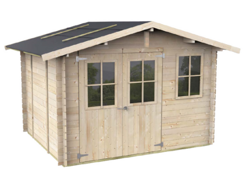 Alce Cortona Express 296×249 – Caseta de jardín de madera – Con ventanas y puerta de doble hoja – 296x249x220 cm