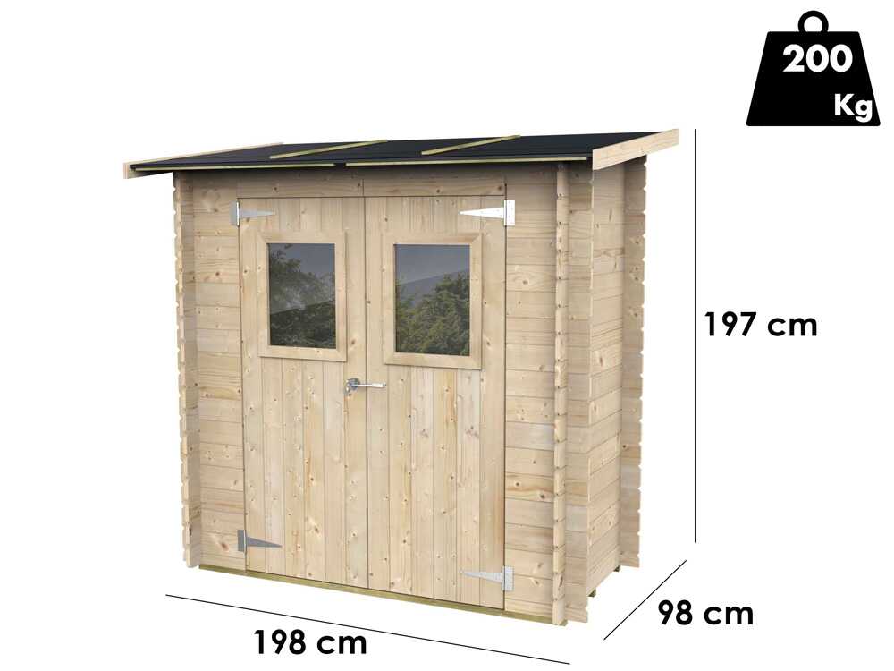 Alce Hobby 198×98 – Caseta de jardín de madera – Con ventanas en la parte delantera – 198x98x197 cm - Imagen 4