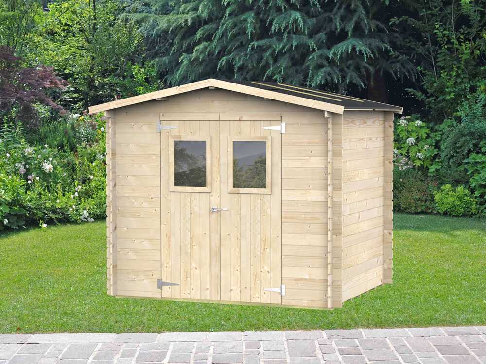 Alce Hobby 248×198 – Caseta de jardín de madera – Con ventanas y puerta de doble hoja – 248x198x217 cm - Imagen 2