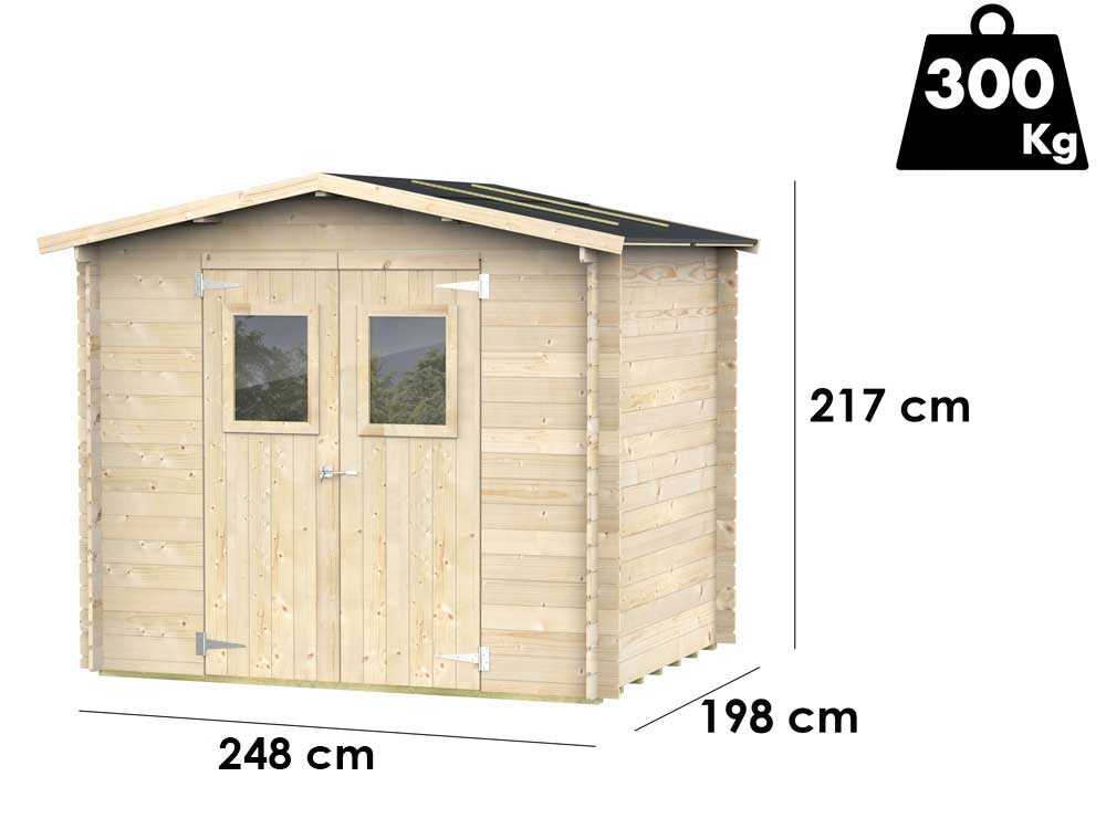 Alce Hobby 248×198 – Caseta de jardín de madera – Con ventanas y puerta de doble hoja – 248x198x217 cm - Imagen 4