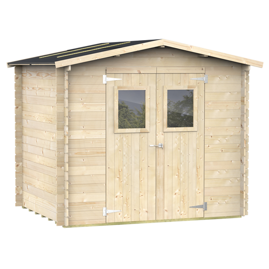 Alce Hobby 248×198 – Caseta de jardín de madera – Con ventanas y puerta de doble hoja – 248x198x217 cm