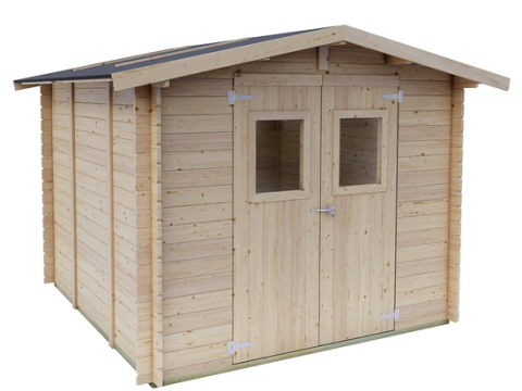 Alce Iris 249 x 249 cm – Caseta de jardín de madera – Con ventanas y puerta de doble hoja – 249 x 249 x 207 cm